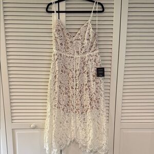 Lulus White Lace Midi Dress Size L